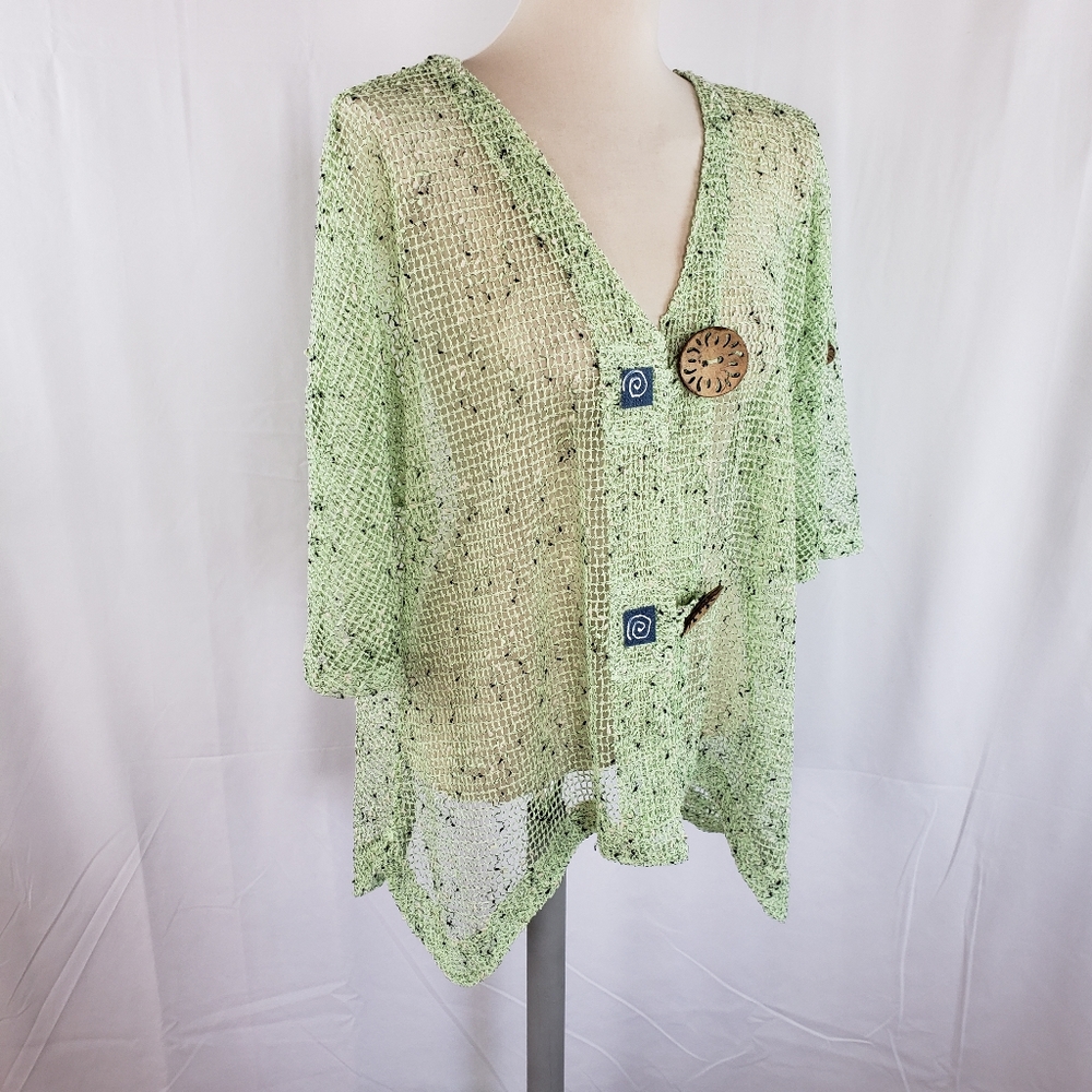 Phoenix Conexion Unique Front Button Soft Grn Top